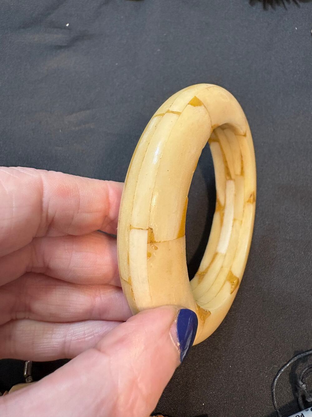 Vintage Segmented Bone Bracelet Artisan Construction Sz 7.75”
